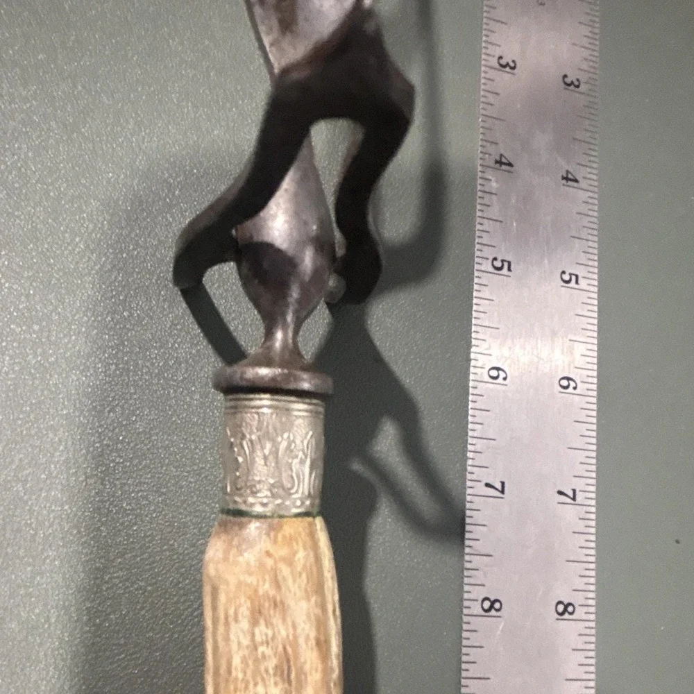 Antique Stag Horn Handle Meat Carving Fork Vintage Victorian Steel 11